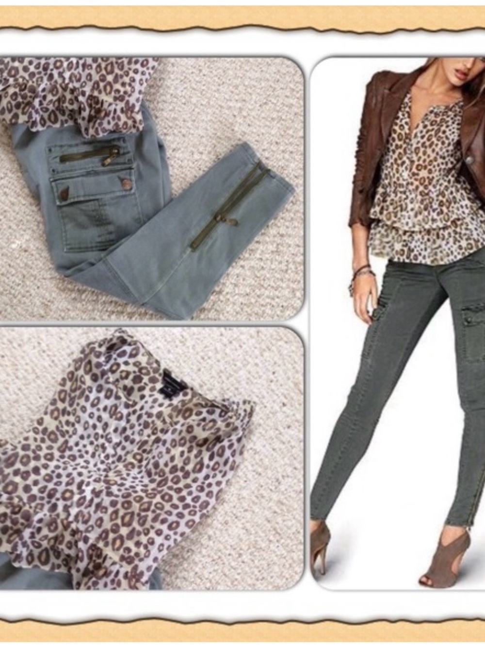 Moda International Leopard Print Tiered Ruffle Blouse in Brown and Cream